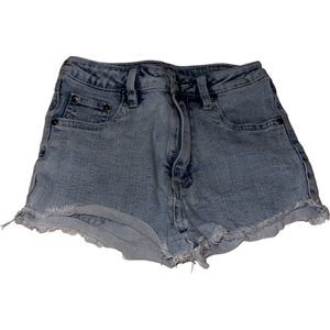 Me. N. U, distressed hem blue jean shorts, size 12 girls